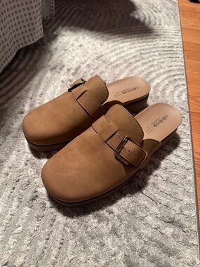Life Stride Cognac Buckle Slip-On Mules